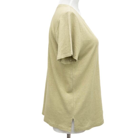 Current/Elliott Green Linen Blend The Drop Pocket T-Shirt Size Medium - Picture 3 of 7